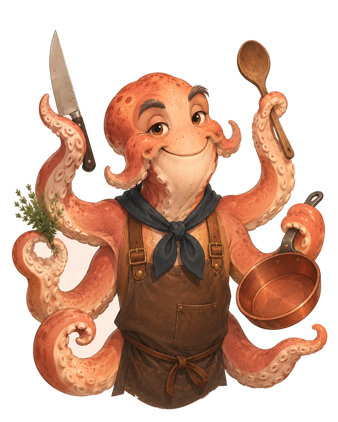 Octopus chef — the Mr. Baba mascot
